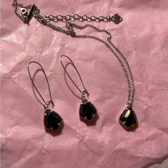 Kendra Scott silver with black stones earrings and necklace set - Picture 4 of 6